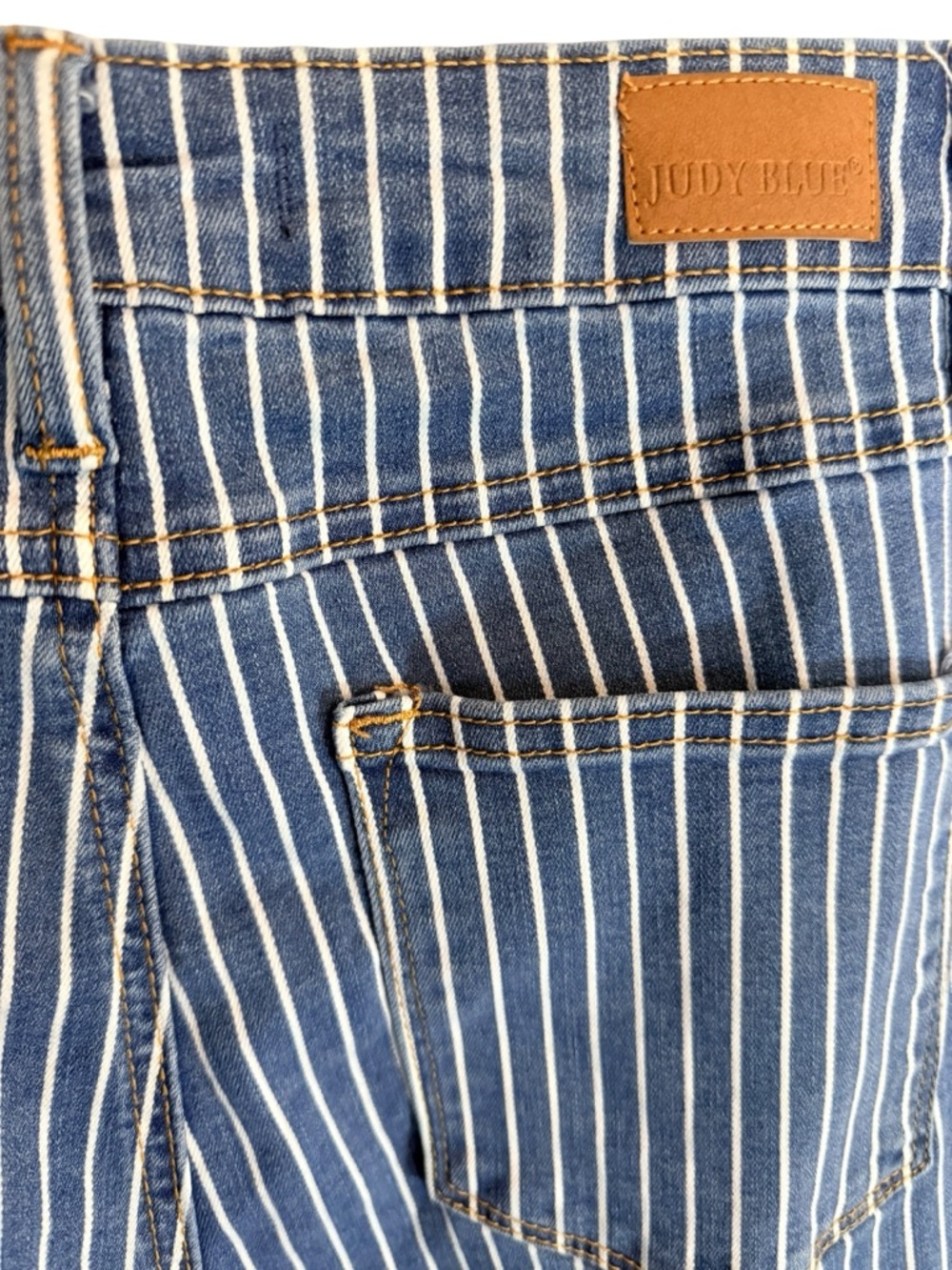 Judy Blue Striped Super Flare Jeans Size 5/27 High Rise Boho Retro Stretch Denim - Picture 6 of 9